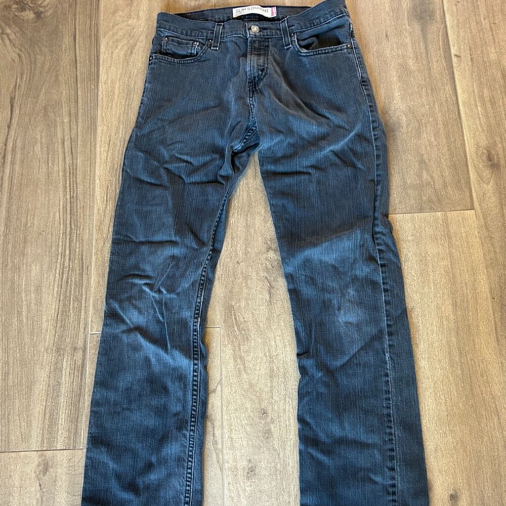 Levi's Mens 514 Slim Straight in Washed Black 30x32